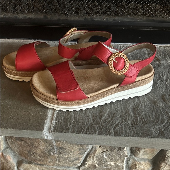 Remonte - Orange Women's Sandals with Tan Accents - Picture 2 of 7